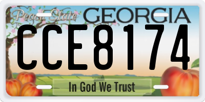 GA license plate CCE8174