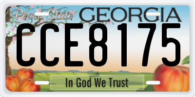 GA license plate CCE8175