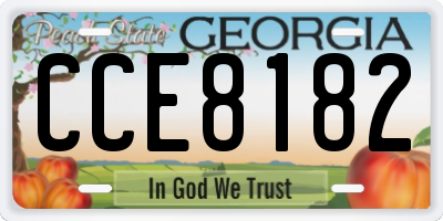 GA license plate CCE8182
