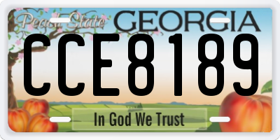 GA license plate CCE8189