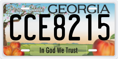 GA license plate CCE8215