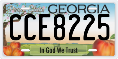 GA license plate CCE8225