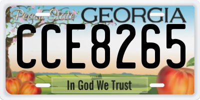 GA license plate CCE8265