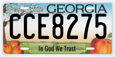 GA license plate CCE8275