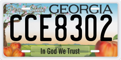 GA license plate CCE8302
