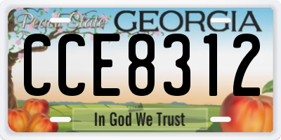 GA license plate CCE8312