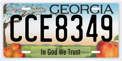 GA license plate CCE8349