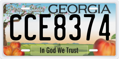 GA license plate CCE8374