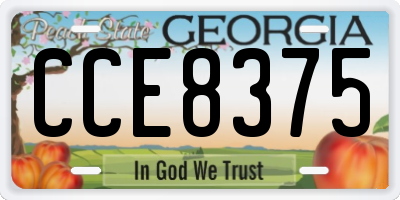 GA license plate CCE8375