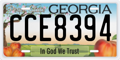 GA license plate CCE8394