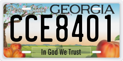 GA license plate CCE8401
