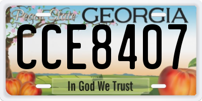 GA license plate CCE8407