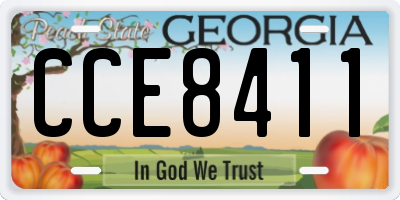 GA license plate CCE8411