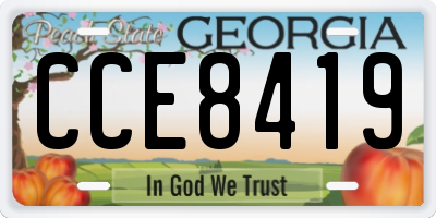 GA license plate CCE8419