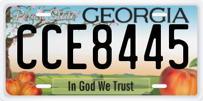 GA license plate CCE8445