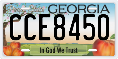 GA license plate CCE8450