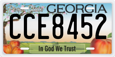 GA license plate CCE8452