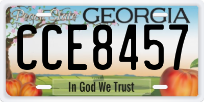 GA license plate CCE8457
