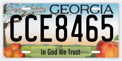 GA license plate CCE8465
