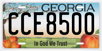 GA license plate CCE8500