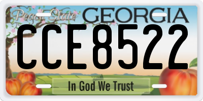 GA license plate CCE8522