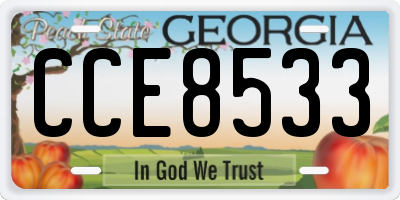 GA license plate CCE8533