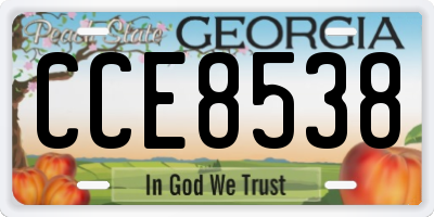 GA license plate CCE8538