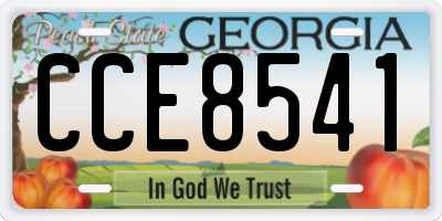 GA license plate CCE8541