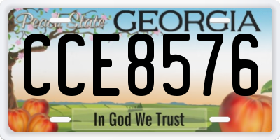 GA license plate CCE8576