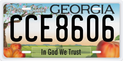 GA license plate CCE8606