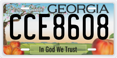 GA license plate CCE8608