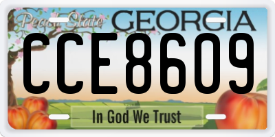 GA license plate CCE8609
