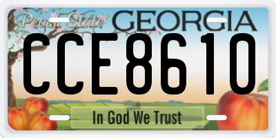 GA license plate CCE8610
