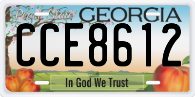 GA license plate CCE8612