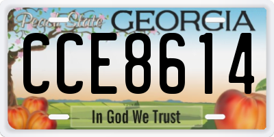 GA license plate CCE8614