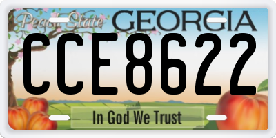 GA license plate CCE8622