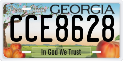GA license plate CCE8628