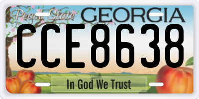 GA license plate CCE8638