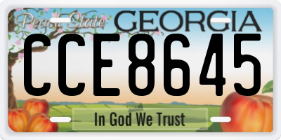 GA license plate CCE8645
