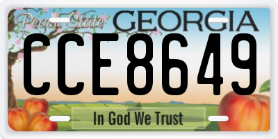GA license plate CCE8649