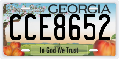 GA license plate CCE8652