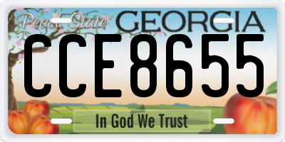 GA license plate CCE8655