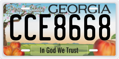 GA license plate CCE8668