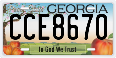 GA license plate CCE8670