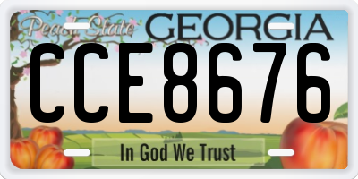 GA license plate CCE8676