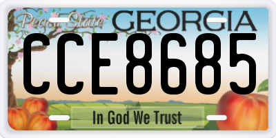 GA license plate CCE8685