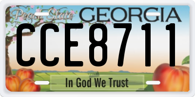 GA license plate CCE8711