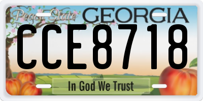 GA license plate CCE8718