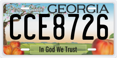 GA license plate CCE8726