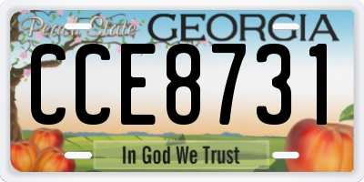 GA license plate CCE8731